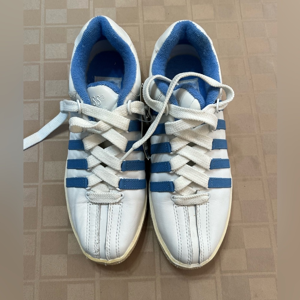Size 5.5 - K-Swiss Women’s Classic Sport White Blue Leather Upper EU 36 NWOB NEW
